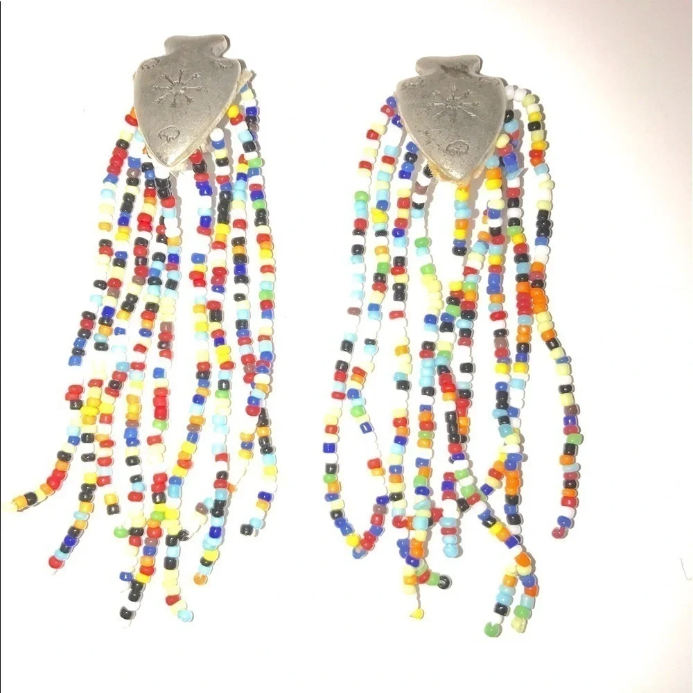 Vintage Beaded Earrings Sterling Silver